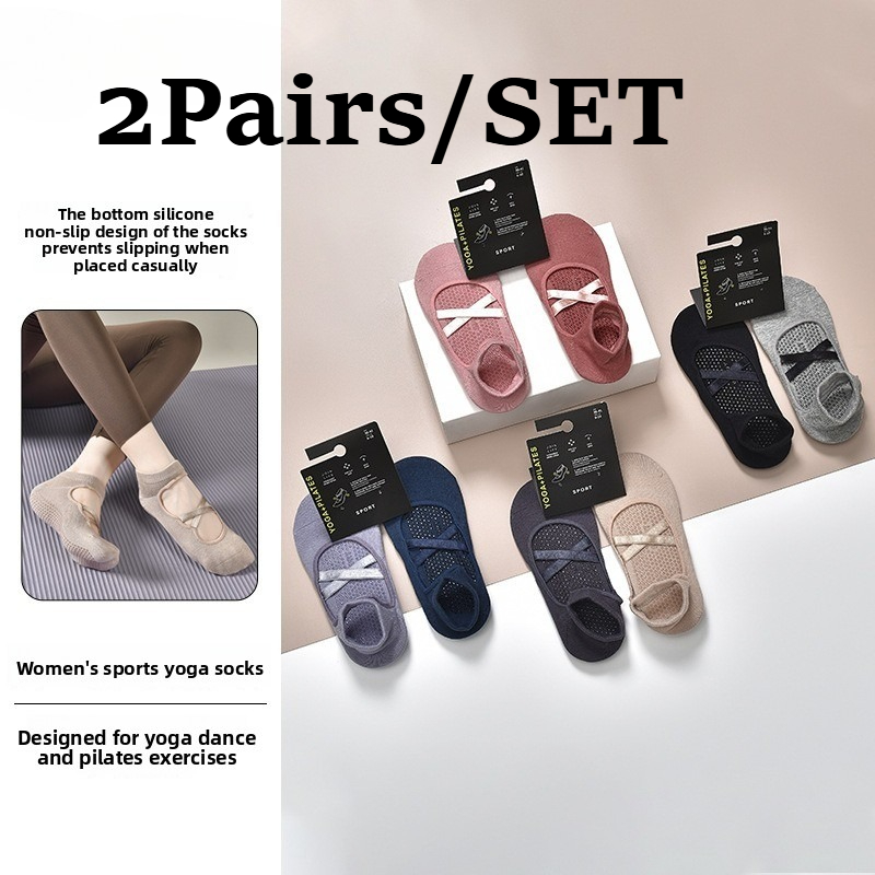 Pilates Yoga Clothes - 2 Pairs Breathable Cotton Sweat-absorbent Yoga