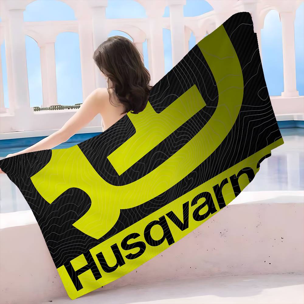 Pilates Yoga Towel - H-HusqvarnaS Logo Beach Towel Colorful Bath