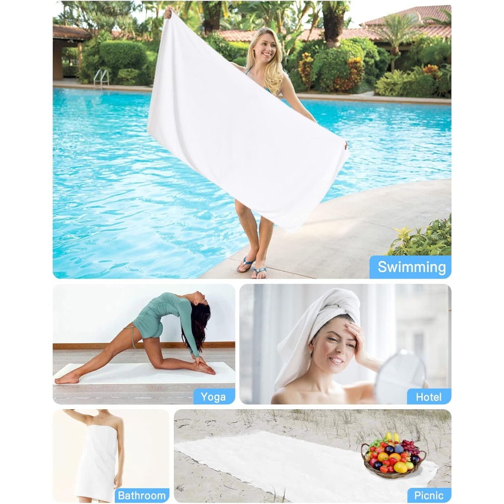 1pc Beach Towel Pure White Tow - Pilates Yoga Towel recension och pris